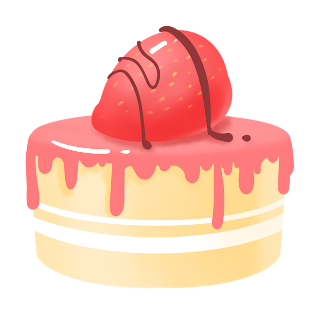 草莓蛋糕卡通q版png素材