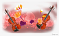 小提琴|音乐|花朵