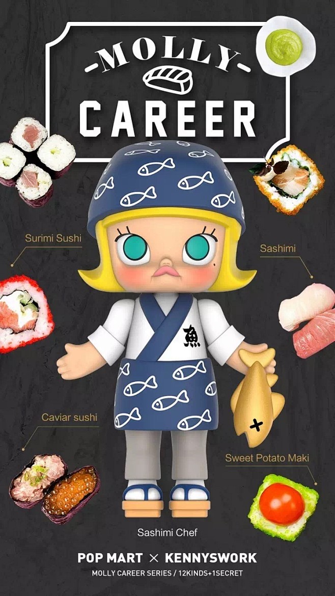 com 【预售】pop mart x kennyswork molly 2016 职业系列 盲盒 .