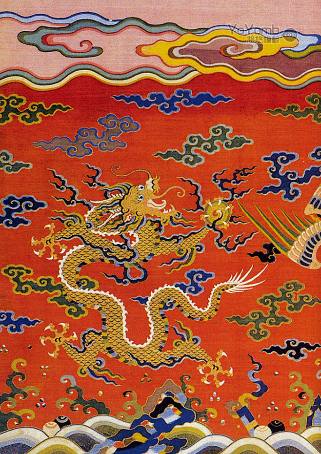 19:09:37中国传统元素 刺绣 龙 云纹花纹图案木匠先生同采自yoyomb