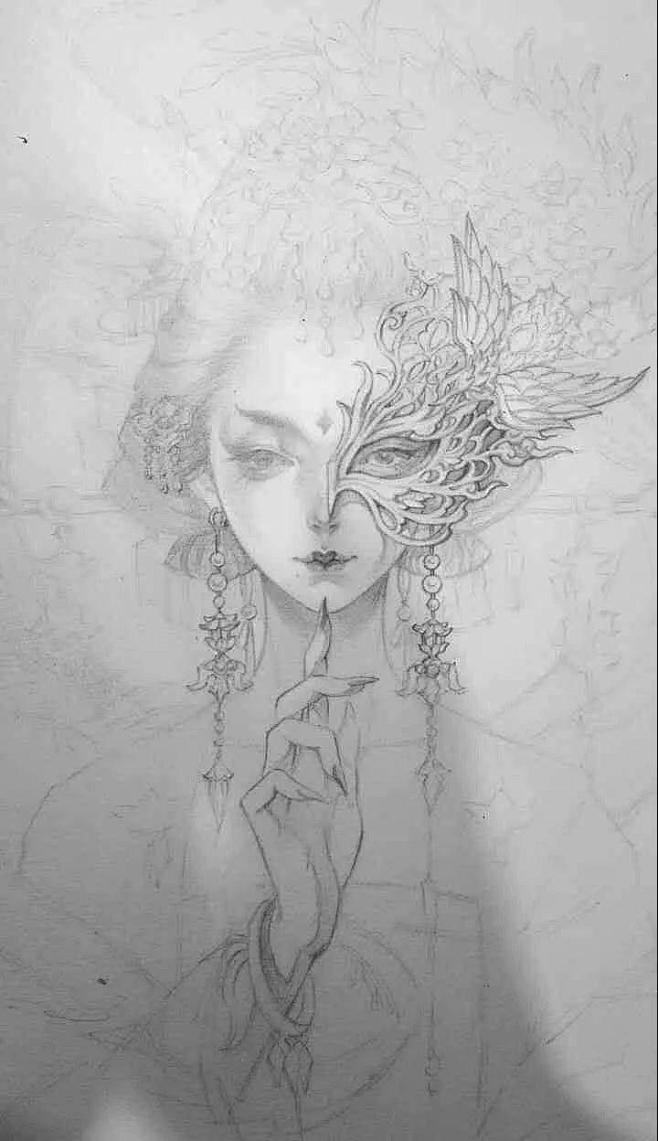 封面花妖铺出十丈花毯暮耆⑶动漫半面妆古风狐狸眼画法半面妆图片