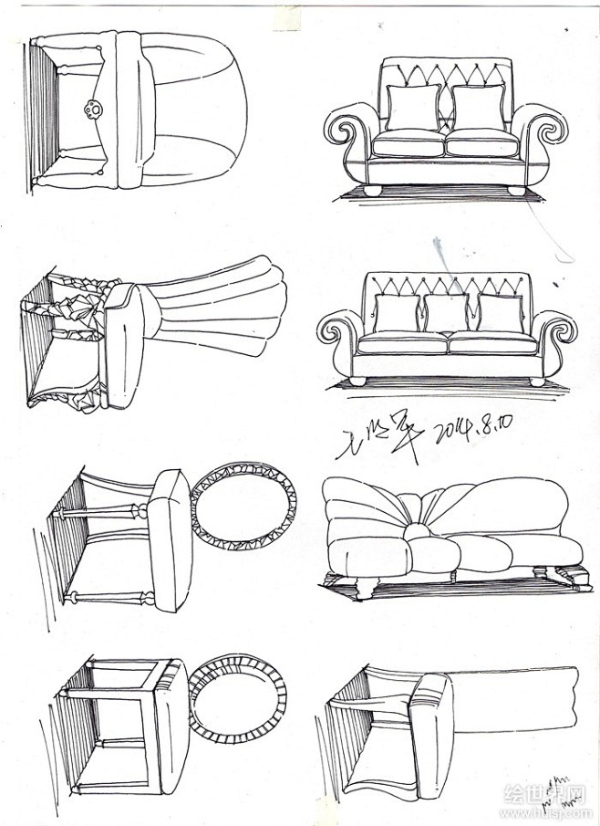 50種室內傢俱手繪線稿馬克筆上色有木有贊室內手繪繪世界網專業手繪