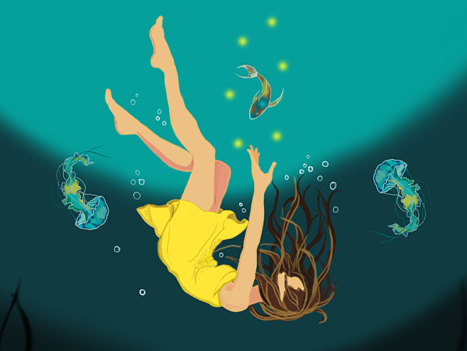 落在深渊photoshop绘图插图