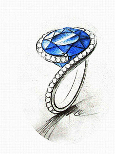 戒指手绘图-花瓣网|陪你做生活的设计师 宝月光石戒指,北京提亚碧玺