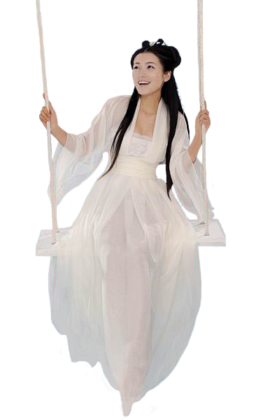 白裙荡秋千古装美女免抠png图片