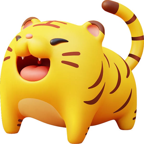 2022年虎年3d可爱卡通老虎形象场景高清png免抠图