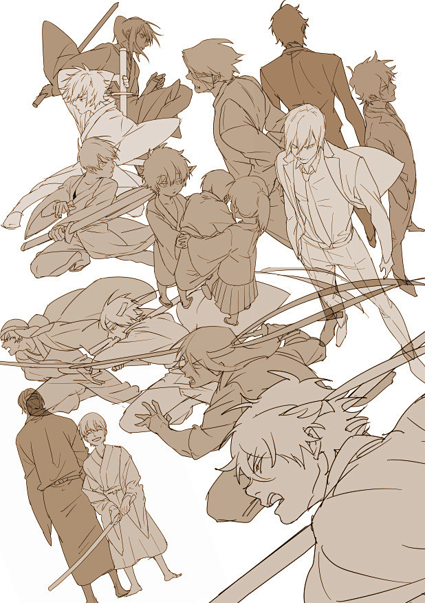 sai资源库动漫男性人物动作姿势表情参考可以动手练练自己收藏转需