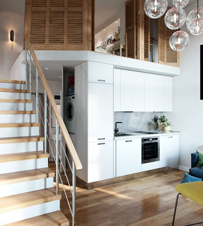 挑高小空间的优雅生活空间创意loft设计