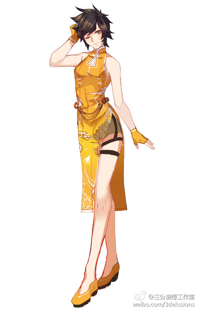 三分妄想守望先锋小美dva爱你哟天使猎空新年大家都要穿上中式旗袍来