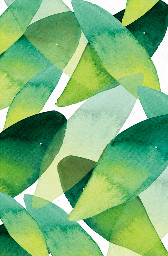 森系小清新文艺风水彩绿色植物叶子手机壳贴墙纸印刷图案图片素材淘宝