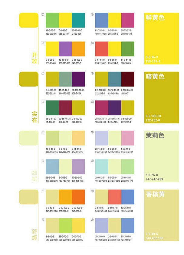 两种轻快色系的配色大全轻柔的紫色系温暖的黄色系更喜欢哪种呢