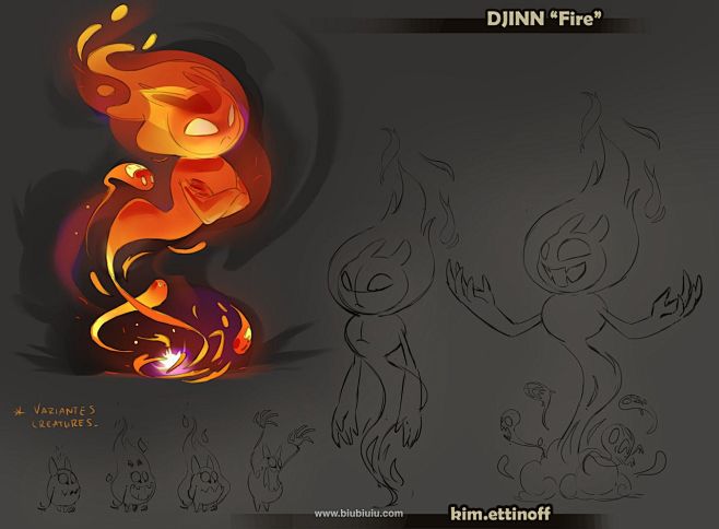 一些不错的火焰精灵角色特效设计稿 - 国外动效