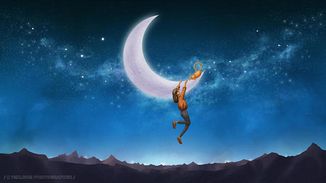 风光 星空 月亮 夜空 蓝色 风景 清新 海 星星 旅游 夜晚 清凉 唯美