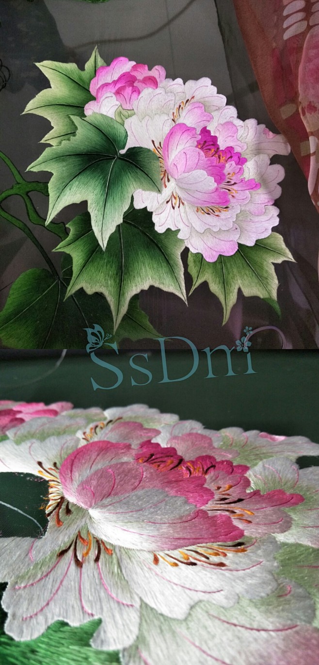 芙蓉蜀绣刺绣手工diy本来是上面的颜色不知道怎么的拍出来变成了下面