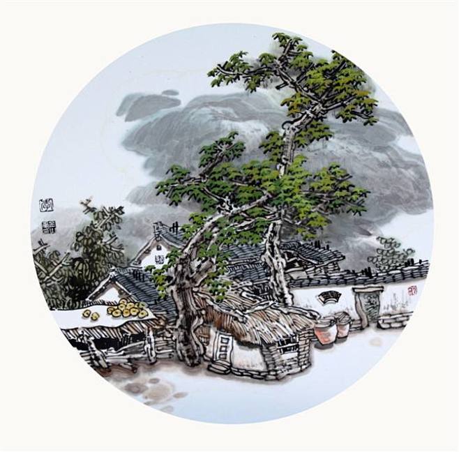 国画写意圆形小品