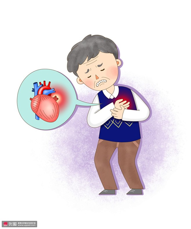 心脏疾病彩色手绘老年病痛医疗健康插画医疗保健健康诊断