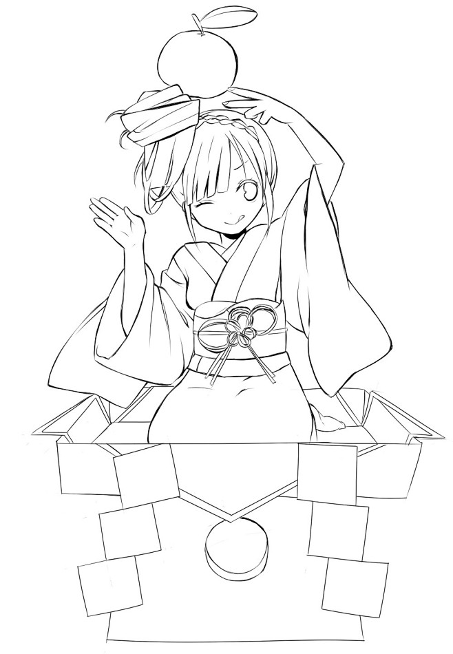 线稿全身漫画卡通人物绘画