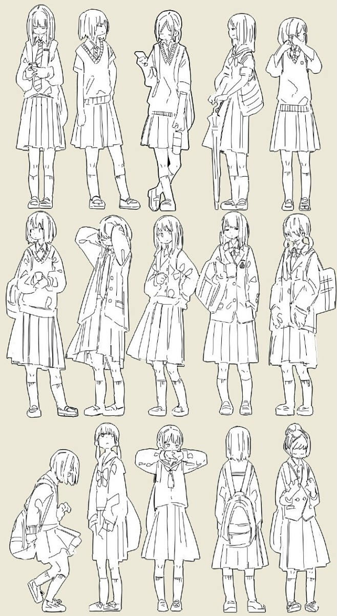 sai资源库动漫校服制服控系列自己借鉴参考转需画师クマノイ