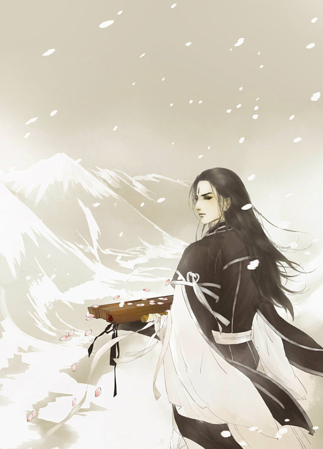 17:08:20〔 古风美男 〕作者 渔櫵听风 °手绘:古风美男紫萌月同采自