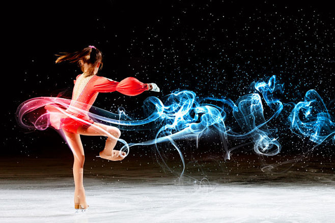 小女孩在运动场花样滑冰精美图片滑冰比赛macdown素材超清图片创意