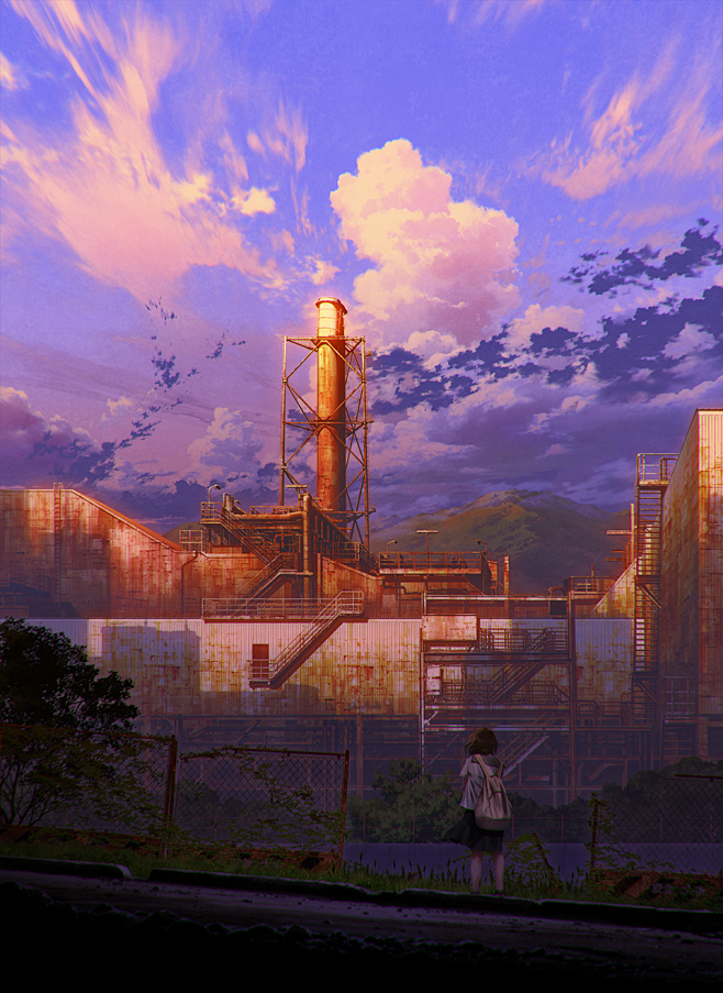 背景 錆の城 Mocha ３日目西 O01a的插画 Pixiv 夕日をうけて それは錆色の城のようだった C96で頒布する廃墟をテーマにした イラスト集の表紙イラストです このイラストでクリアファイルを作っています 夏コミで頒布致します クリアファイルの通販 詳細