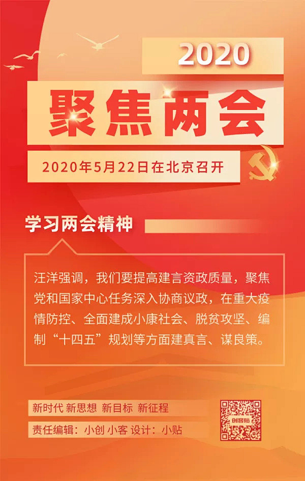 创意时尚聚焦两会热点话题手机海报