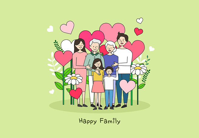 happyfamily幸福家庭合照ai矢量插画素材cm18010136