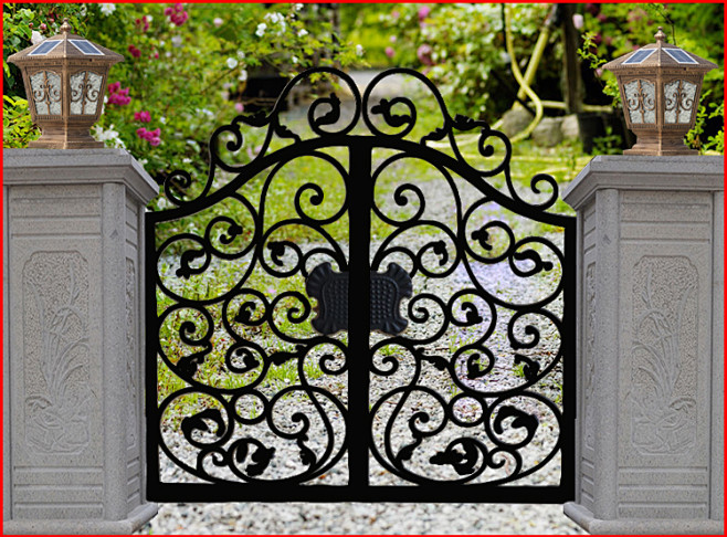 欧式铁艺大门庭院门铁艺门别墅门铁门花园门镀锌双开防锈对开小门淘宝