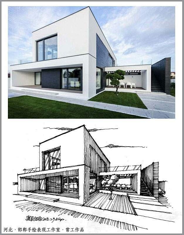 线描速写-花瓣网|陪你做生活的设计师 | 手绘成角透视