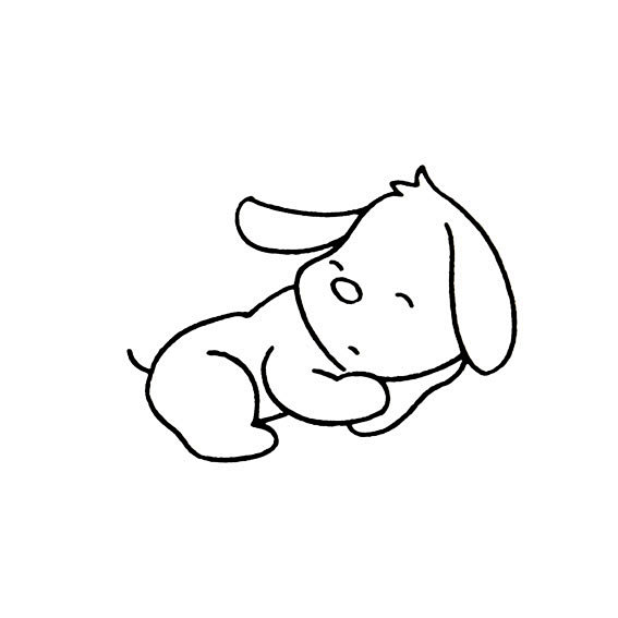 小狗狗睡觉的画法动物卡通