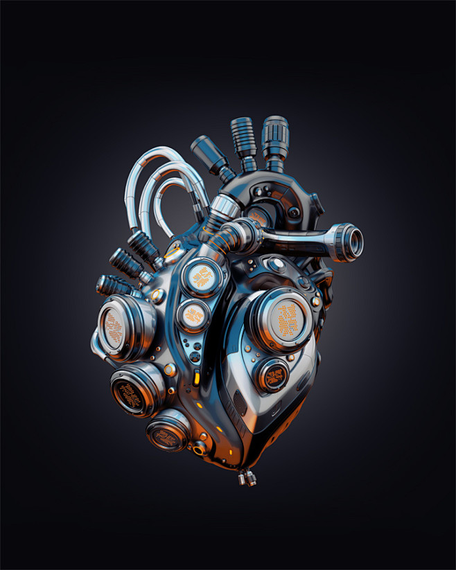 机械心脏3d模型渲染科技人体发动机