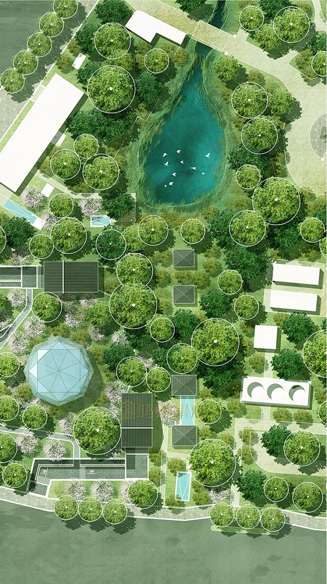 2021原创小清新公园景观彩平psd素材园林景观竞赛彩平ps分层素材