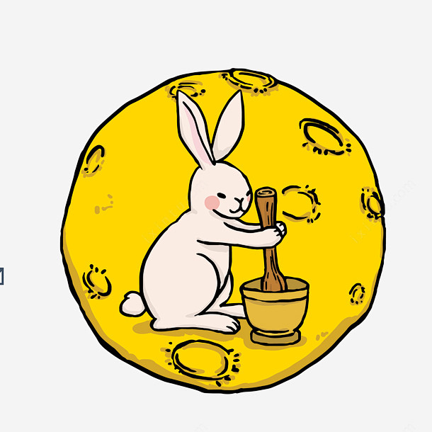 png免抠图 创意 动物 卡通 彩色 扁平 手绘 时尚 星球 月兔 矢量图