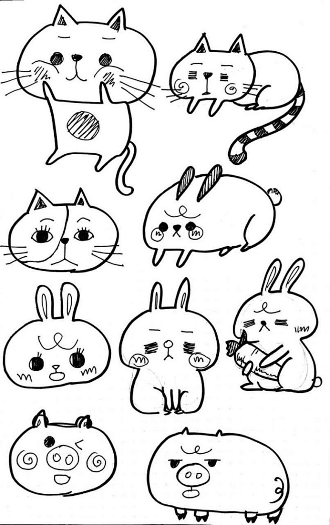 可爱简笔画  #手绘作品#  作者:@桐子syt 67 67676767插画