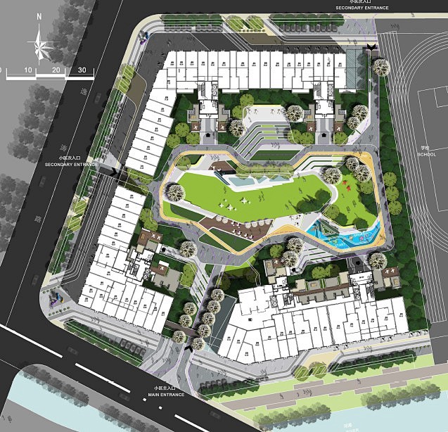 新提醒现代智能运动社区全龄儿童娱乐型居住区景观设计方案文本方案