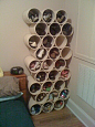 Stack PVC Pipe/Paint Cans as Shoe Storage