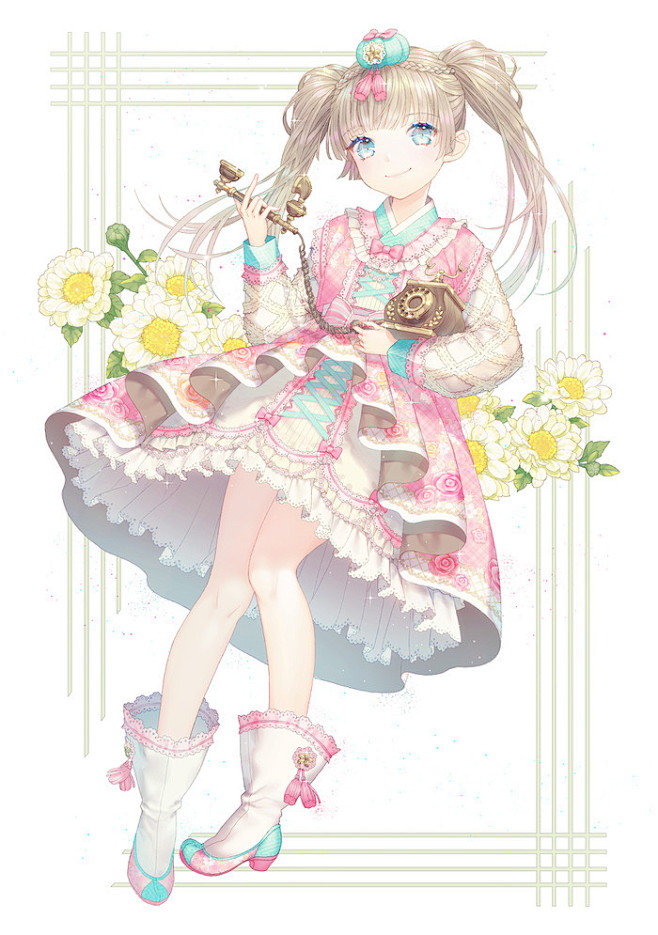 沫沫动漫原创插画手绘二次元少女唯美双马尾