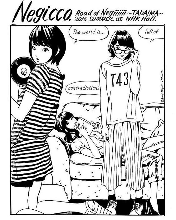 Chakae15nhkホールワンマンのtシャツとトートバッグのイラストを イラストレーターでもあり漫画家の江口寿史さんにお願いしました 私の髪のハネ具合も完璧です 嬉しい Negicco