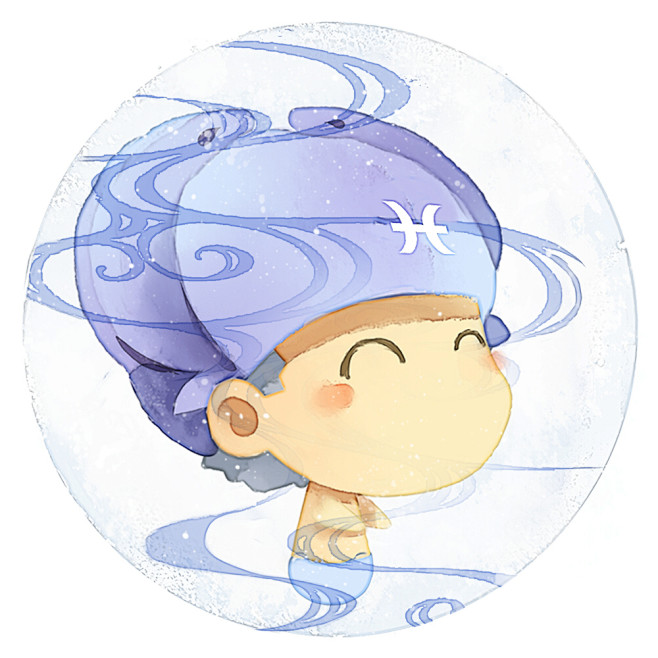 座之双鱼座 微博@梁阿渣#插画##十二星座##梁阿渣#卡通头像等到这时该