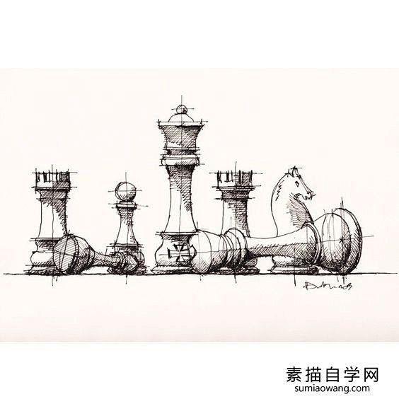 國際象棋素描畫