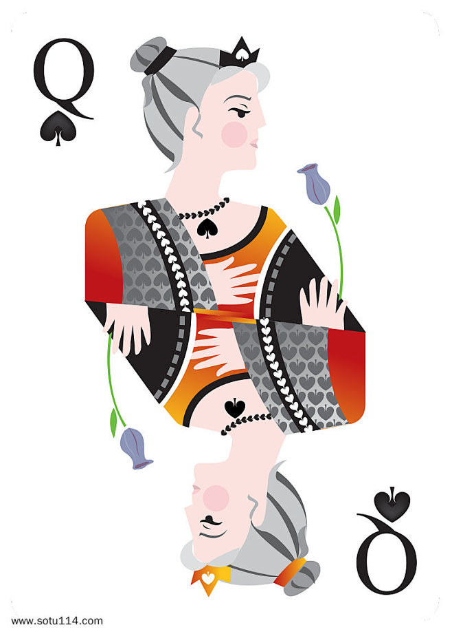 黑桃q扑克牌卡片