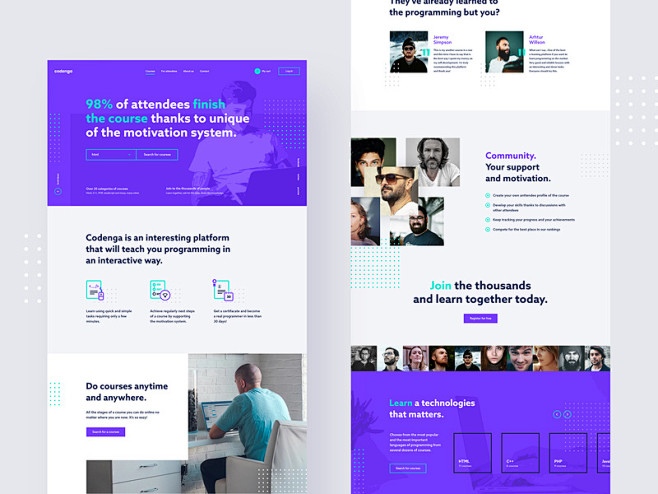 #2 - Codenga。 电子学习平台。 ui ux网站首页
