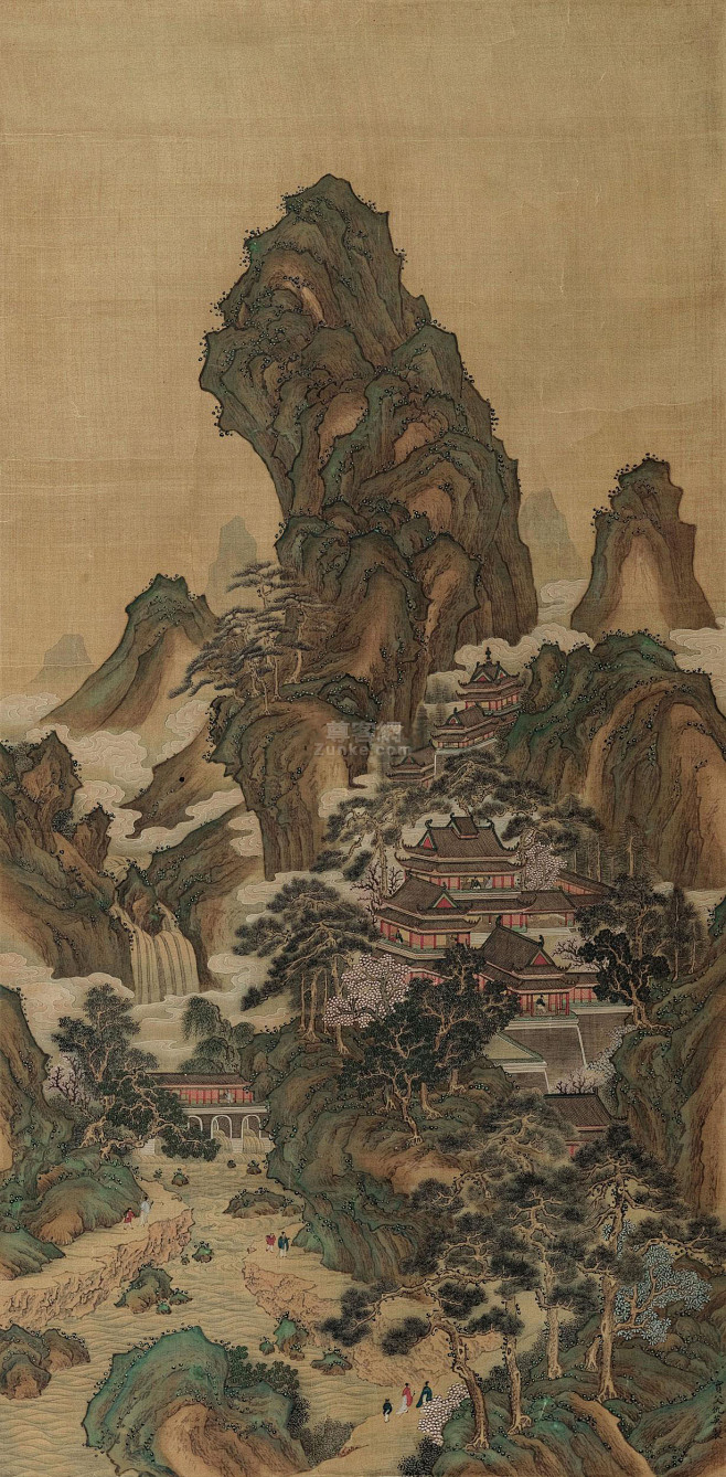 仇英仇英款仙山楼阁图立轴作品欣赏