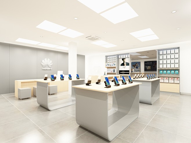 为华为体验店设计的主题风格,整体用白色的颜