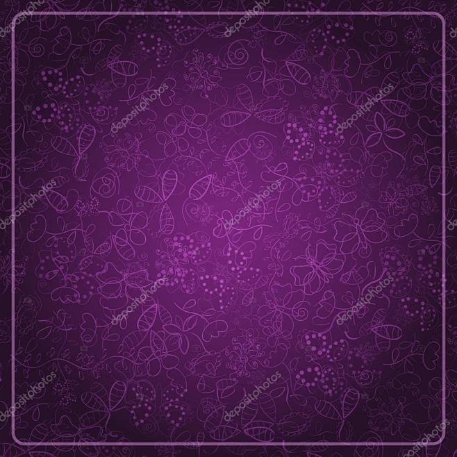 抽象暗紫色卡与涂鸦背景矢量设计插画