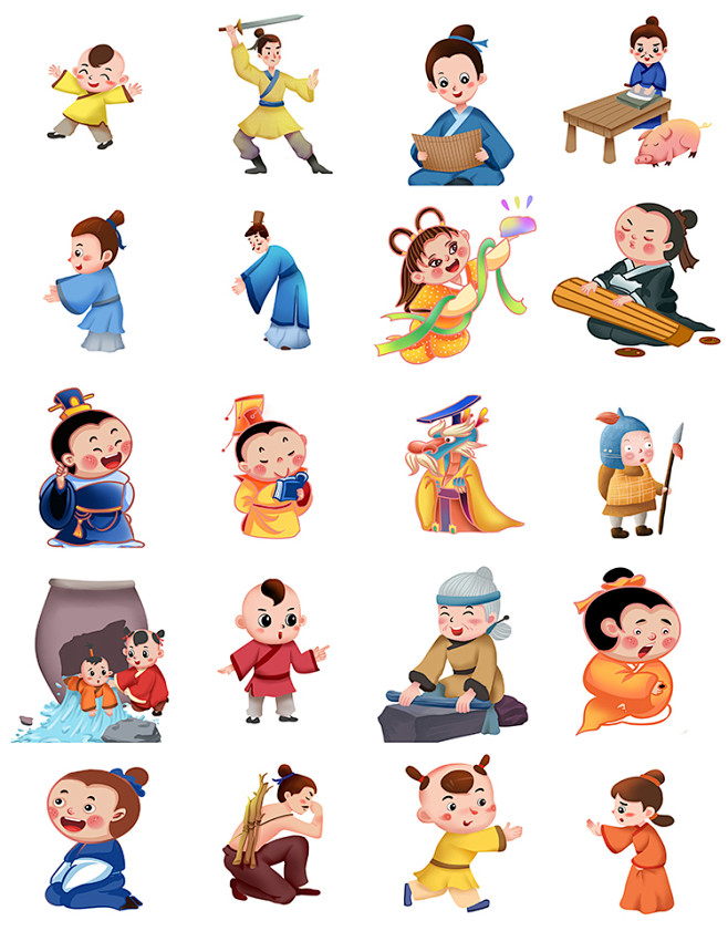 中国古代卡通古装儿童成语故事寓言PSD