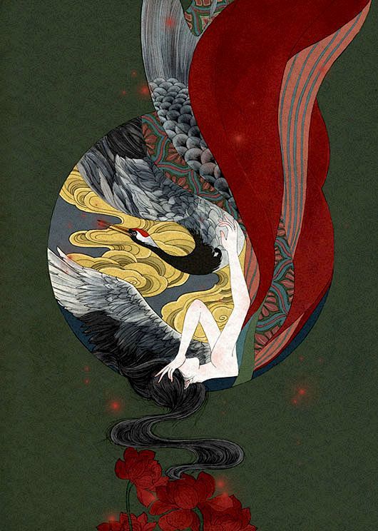 国潮浮世绘插画创意复古古典中国风日系传统文化衍生参考