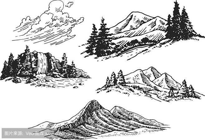 com 手绘石头及其水景线稿的画法 - 景观手绘 - 绘世界网 huisj.