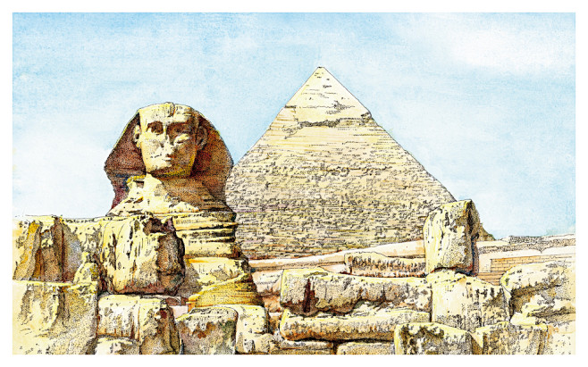 书境文创原创手绘丨世界巡礼埃及金字塔非许可商用必究转载请注明出处