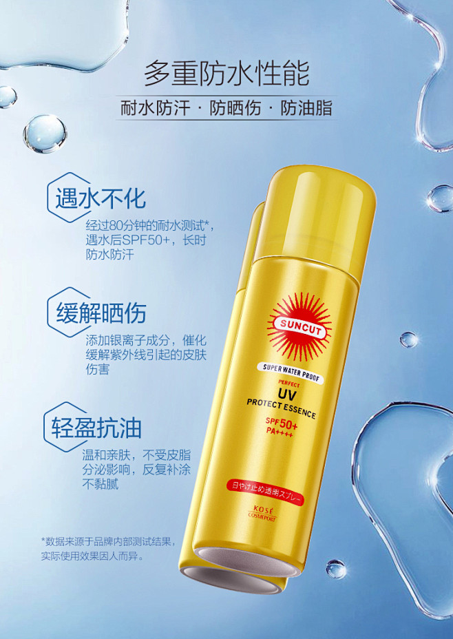 日本高絲suncut防曬噴霧防水防汗型spf50戶外持久全身防曬男女tmall